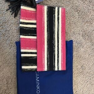 Rebecca Minkoff Striped Pink and Black Clutch
